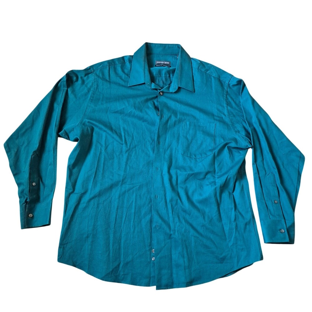 Geoffrey Beene Mens Regular Fit Size 18 35/36 Blue Button‎ Down Shirt Career
